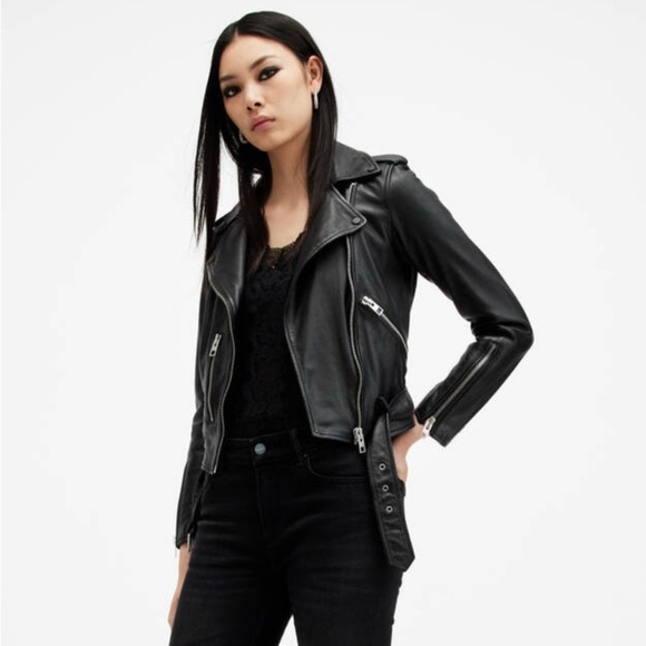 AllSaints Balfern Black Biker Jacket - Picture 7 of 10